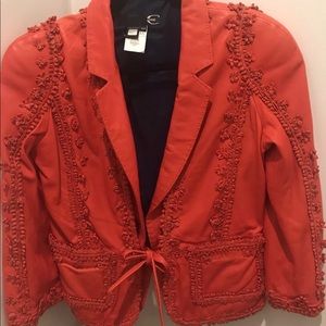JUST CAVALLI GORGEOUS RED LEATHER JACKET SZ 44